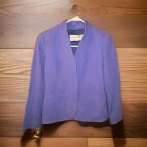 Vintage DONCASTER Wool Blazer Jacket Women Small Purple Lavender Open Front